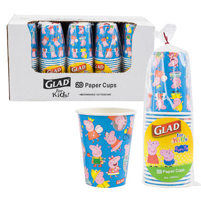 peppa pig 20pc glad paper cups- 9oz -- 10 per case