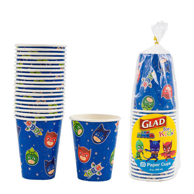 pj mask 20pc glad paper cups for kids- 9oz -- 10 per case