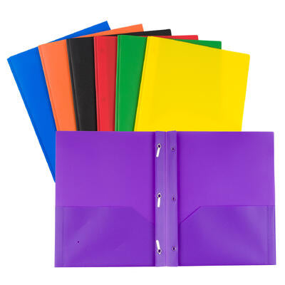 2 pocket portfolio- assorted colors -- 96 per case