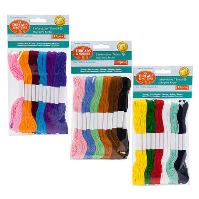 12pc embroidery thread- 8m- assorted colors -- 48 per case