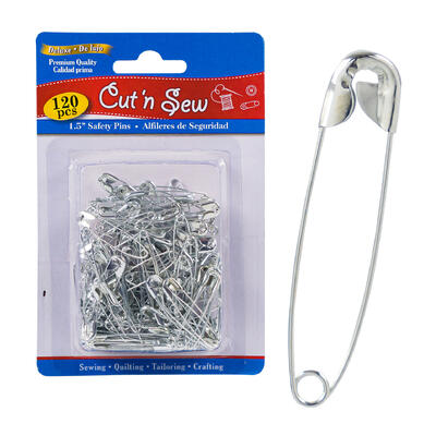 120pc safety pins- silver- 1.5 -- 48 per case