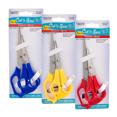 2pk scissors- 3 assorted colors -- 48 per case