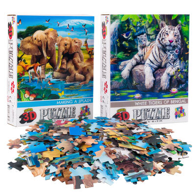 300pc 3d tiger elephant puzzle -- 6 per case