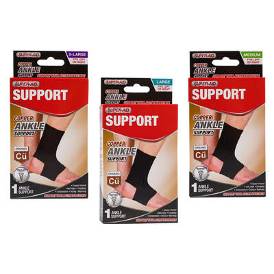 super- aid copper ankle support- m l xl -- 24 per case