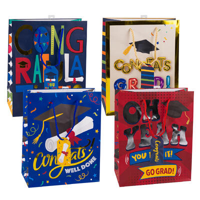 graduation gift bag- large- 4 assorted designs -- 48 per case