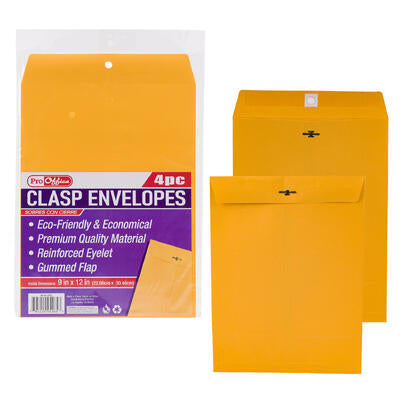 proffice 4pc clasp mailer- 9 x12 - yellow -- 48 per case