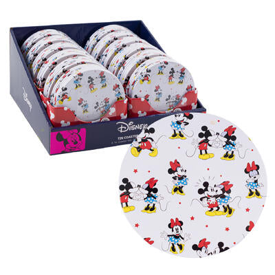 mickey and minnie 6pc round coaster set- 4 1 2 -- 12 per case