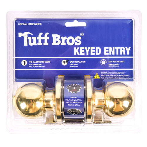 tuff bros door keyed entry lock gold kw-36882gd -- 6 per box
