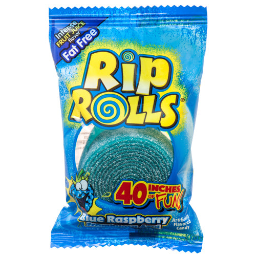 rip roll sour candy blue raspberry  -- 24 per box