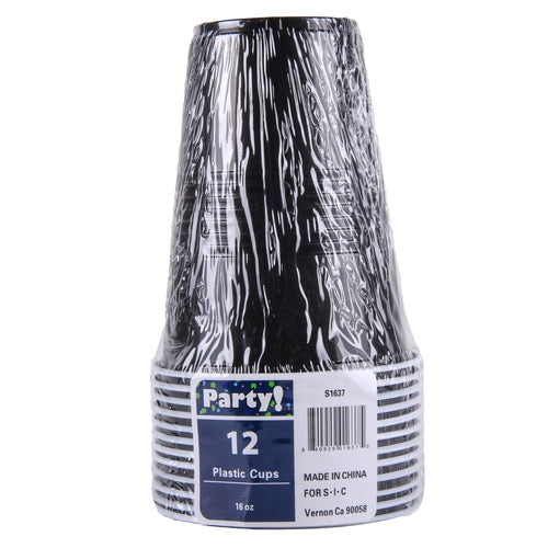 party cups black 16 oz 12 ct -- 24 per case