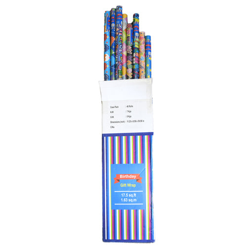 gift wrap birthday asst design and color 17.5sf -- 48 per case