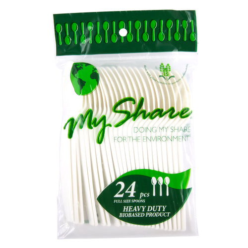 bio plastic spoon 24ct heavy duty white -- 48 per case