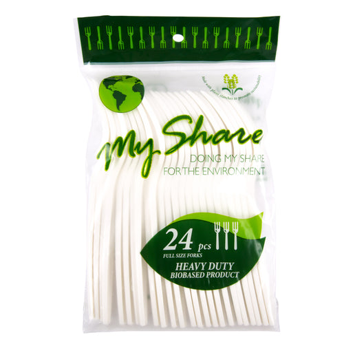 bio plastic fork 24ct heavy duty white -- 48 per case