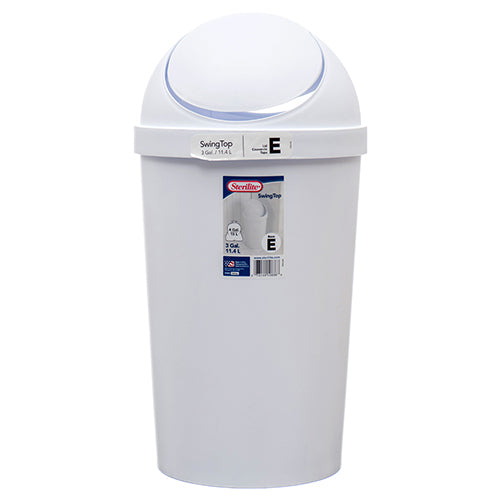 sterilite wastebasket s/t 3 gallon - white  -- 6 per case