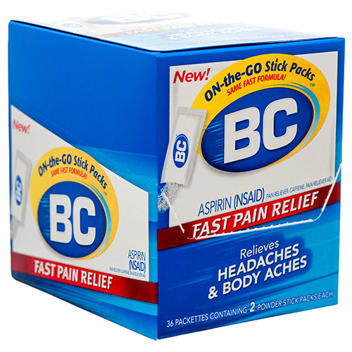 bc pain relief powder - natural ingredients  -- 36 per box