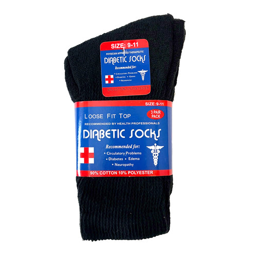 diabetic crew sock 3ct blck size 9-11 -- 4 per box