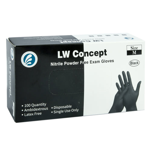 disposable gloves nitrile exam blk size medium -- 10 per case