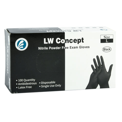 disposable gloves nitrile exam blk size large -- 10 per case