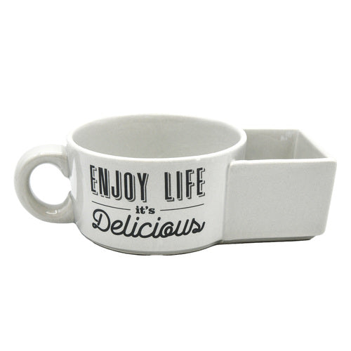 enjoy life it s delicious mug w built in container 12-oz -- 18 per case