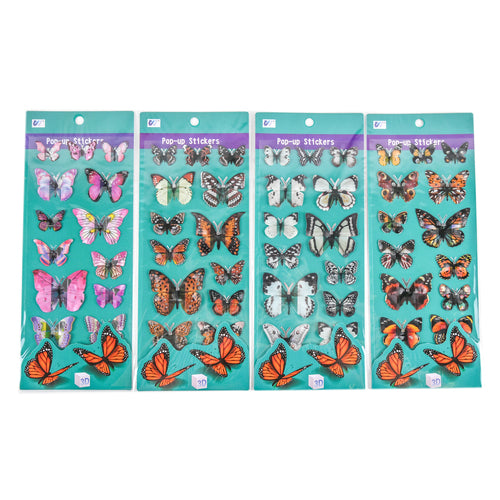 pop up butterfly stickers 4 asst colors -- 12 per box