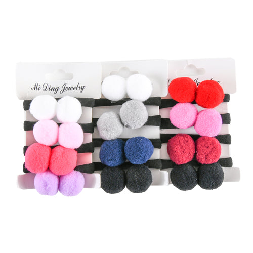 pom pom hair ties 3 asst colors -- 12 per box