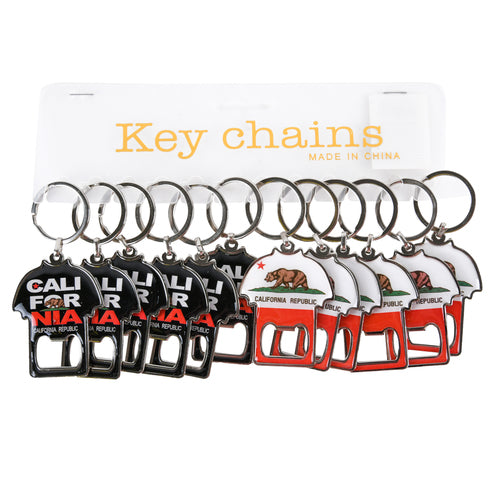 california bottle opener keychains 3 assorted styles -- 12 per box