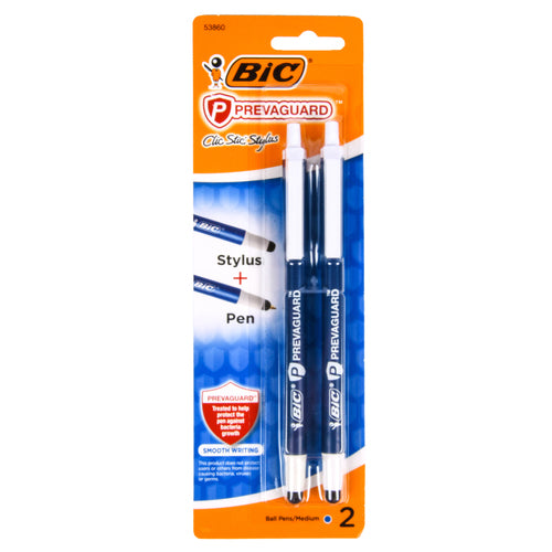 bic 2pk prevaguard clic stylus pen - blue -- 36 per case