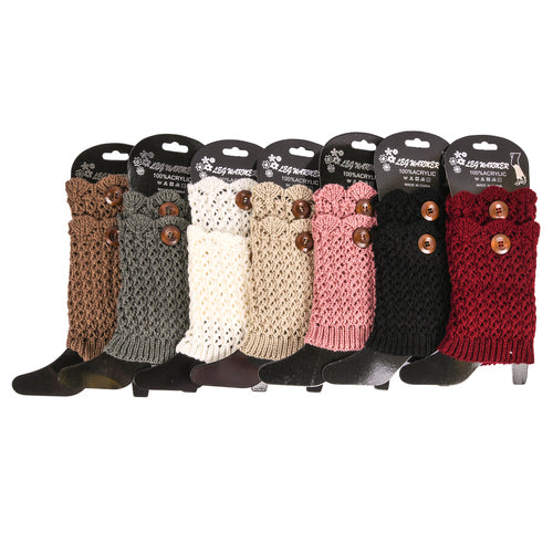 hw knitted leg warmers asst colors -- 12 per box