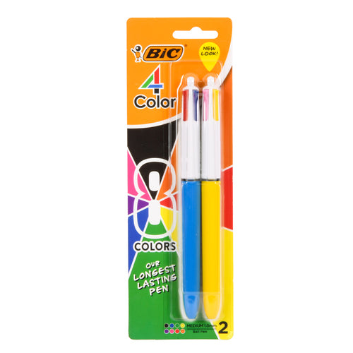 bic 4 color ball pen 2-pk -- 6 per box