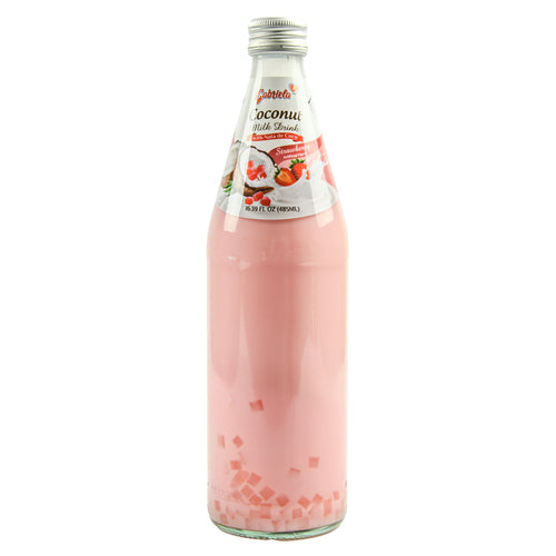 gabriela coconut milk w nata de coco strawberry 485ml -- 12 per case