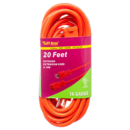 20ft extension cords - ul outdoor - 16 guage -- 18 per case