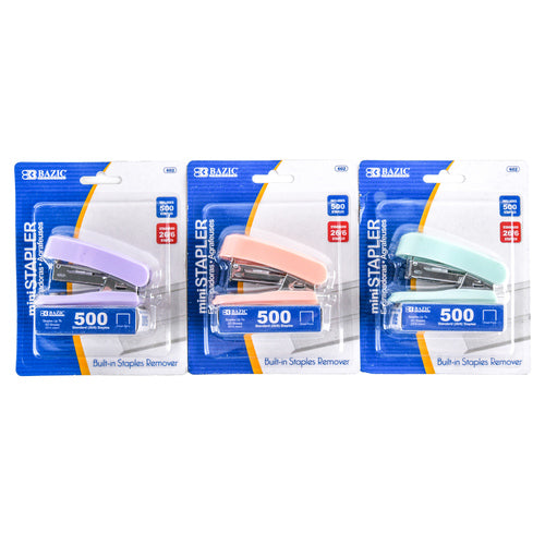 stapler w grip staples 500pc 3 asst color 602 -- 24 per box