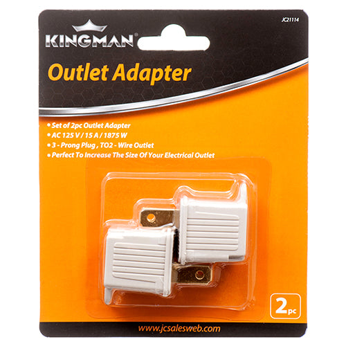 kingman outlet adaptors - etl 2pc w/grounding - aa pack -- 24 per box