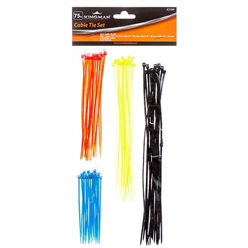 kingman cable ties - assorted sizes & colors - aa pack -- 24 per box