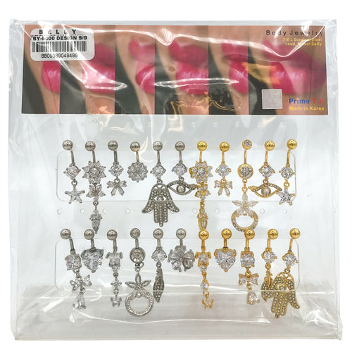 belly ring surgical steel gold silver asst design -- 22 per case