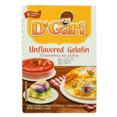 d gari unflavored gelatin 1z -- 24 per case