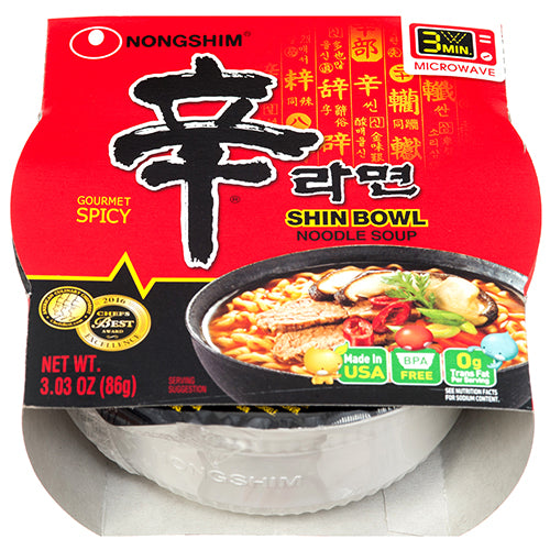 nongshim bowl noodle - shin ramyun spicy -- 12 per case