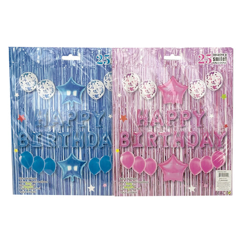 happy birthday ballon bundle asst colors 4501 -- 12 per box