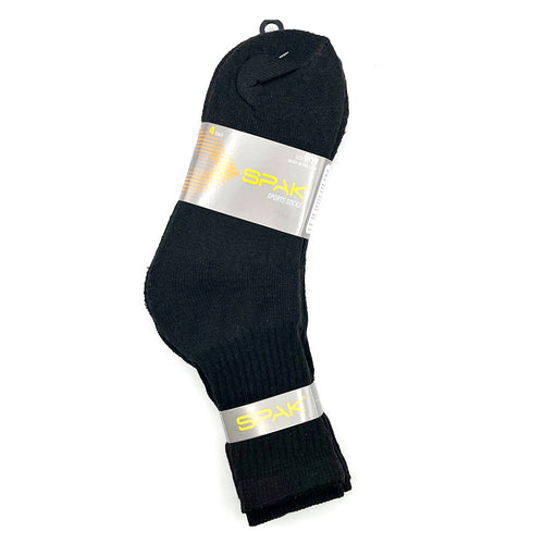 mens 4 pair crew sport socks- black sz 9-11 -- 3 per box