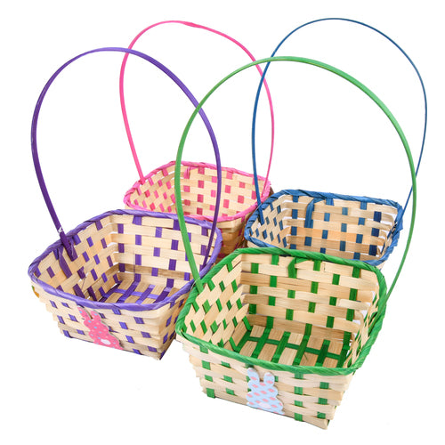 easter sq basket 8 x3.75 w rabbit asst colors -- 36 per case