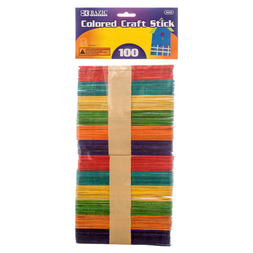 craft wood sticks - 100ct - assorted colors -- 24 per box