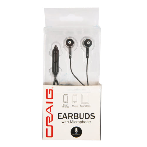 ear buds with mic black -- 5 per case