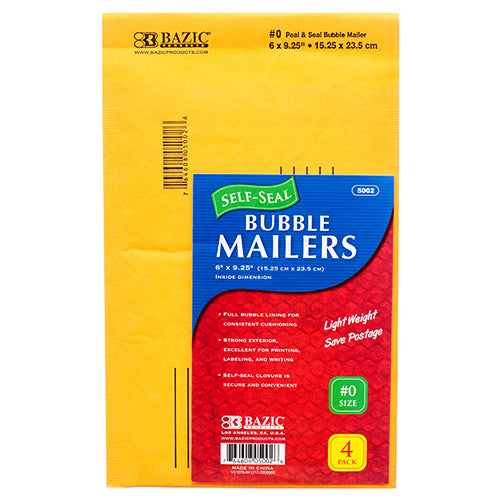 bulk clasp envelope 4pc 6x9.25 bubble mailers -- 24 per case