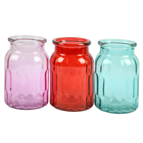 nuvalu glass vase 6.10 tall w asst clear colors -- 12 per case