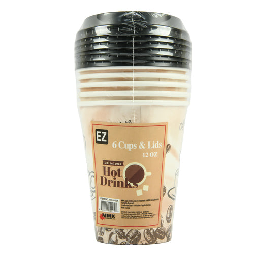 ez cup w lid 12oz coffee design -- 36 per case