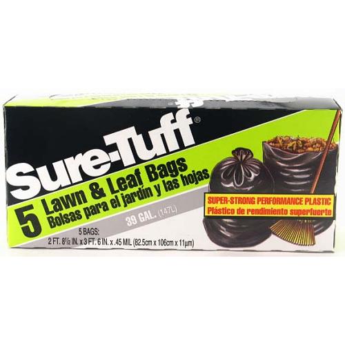 sure-tuff trash bags - 39 gallon - 5 count -  -- 24 per case