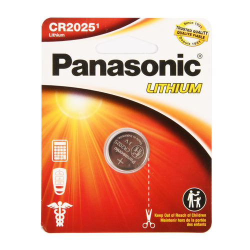 panasonic lithuim coin cell cr2025 -- 12 per box