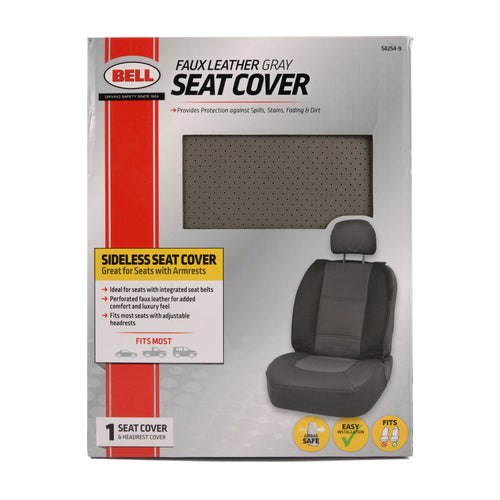 bell faux leather gray 1 seat cover -- 1 per box