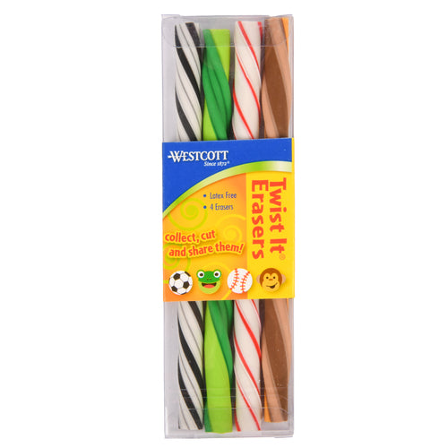 twisted erasers 4 pk -- 12 per box