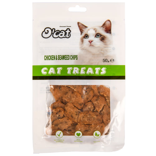 o cat cat treat chicken seaweed chips -- 20 per box